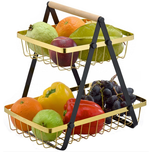 Metal Fruit Basket Kitchen Storage two tier